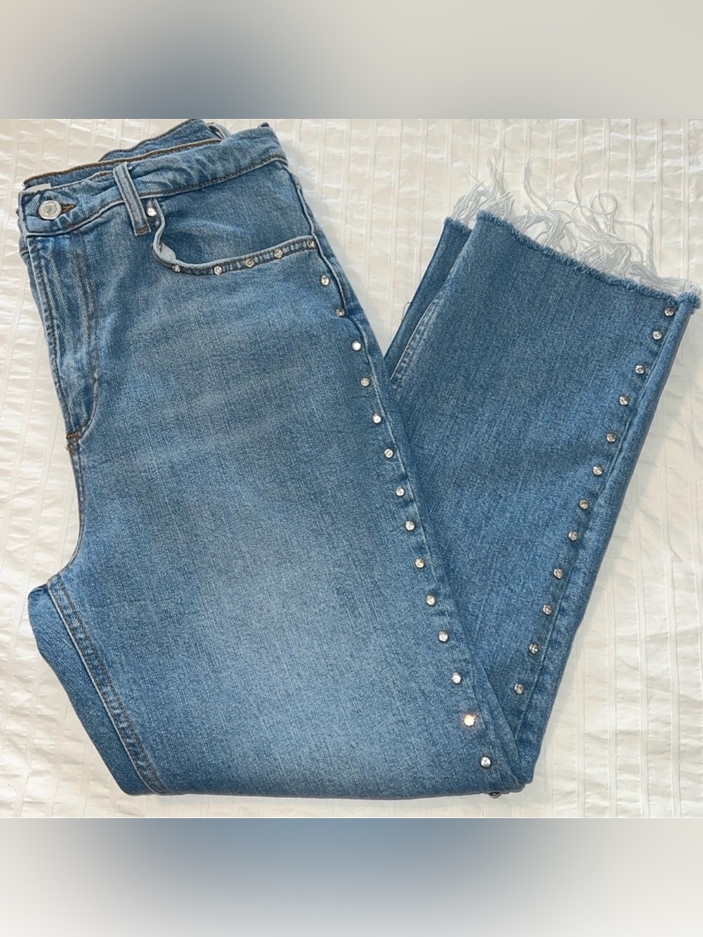 ZARA Cropped straight with rhinestone
